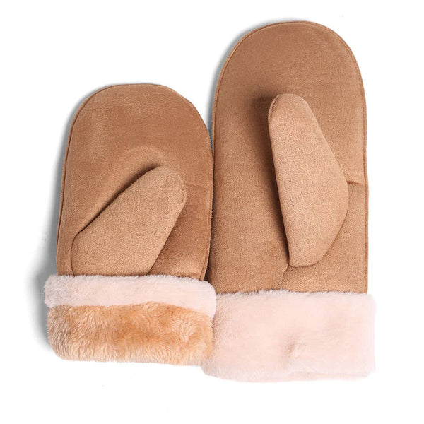 FASHION CITY Suede with Faux Fur Cuffed Mittens