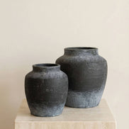 Terracotta Vase, Tall Rounded Charcoal Form - Anera