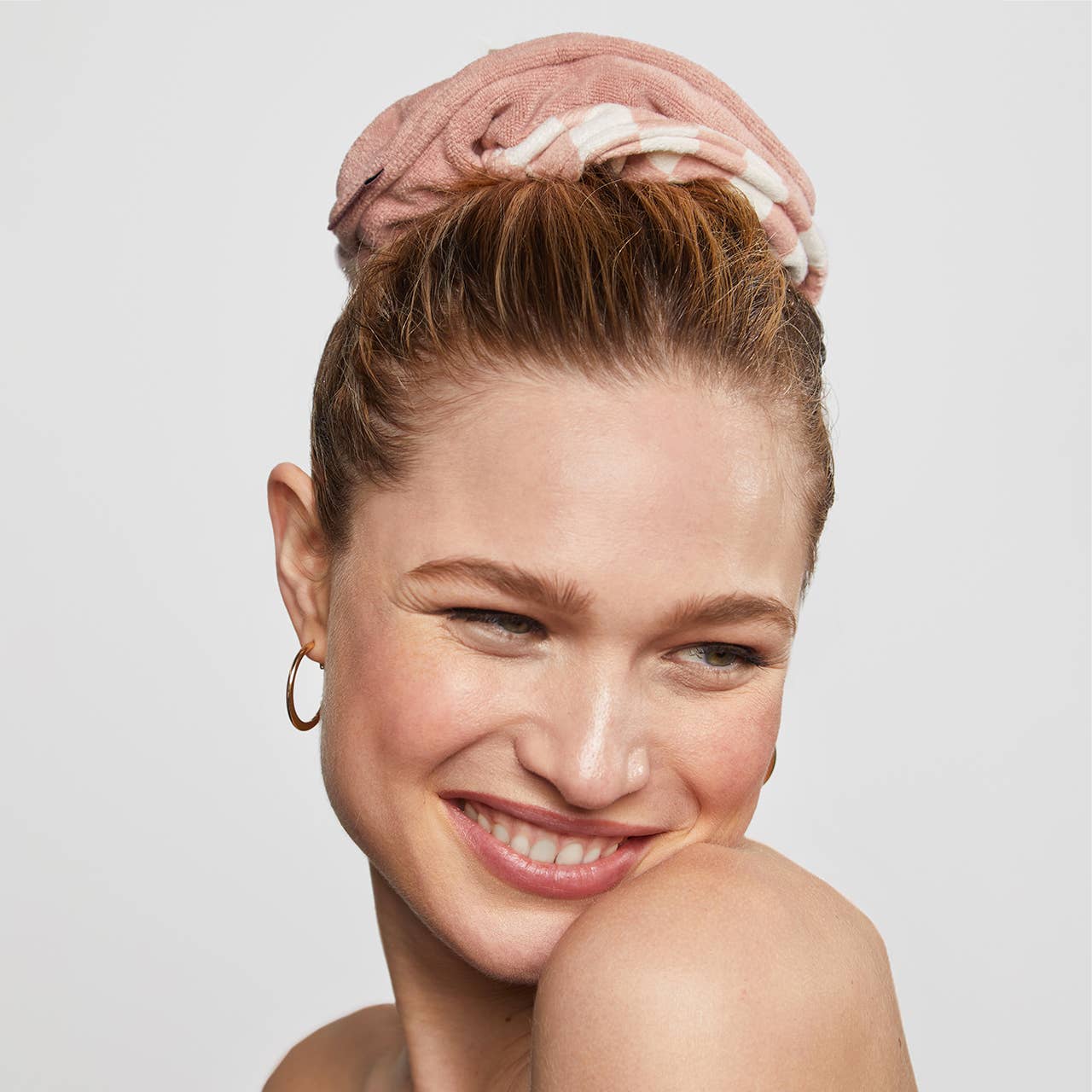 KITSCH Microfiber Quick-Dry Towel Scrunchie 2PC- Terracotta Checker
