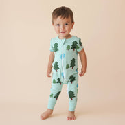 BABY Organic Signature Print '2-Way' Zip Romper - Short Sleeve