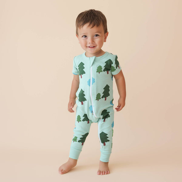 BABY Organic Signature Print '2-Way' Zip Romper - Short Sleeve