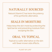 Plant of Life Vitamin E Oil | Natural | Face, Skin & Hair Care |Tocopherol