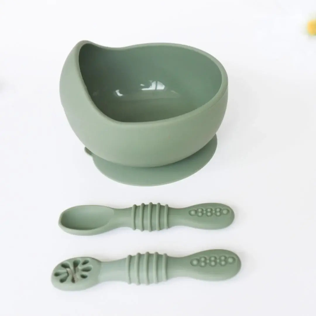 Baby bliss Infant Training Spoons for Self Feeding - Sage