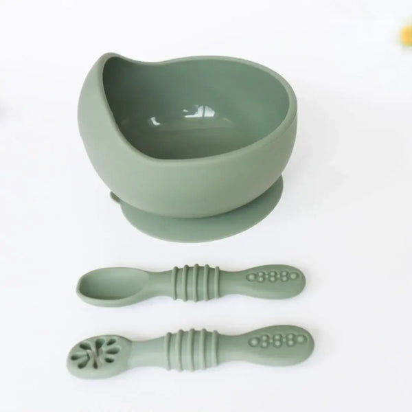 Baby bliss Infant Training Spoons for Self Feeding - Sage