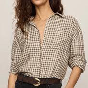ZSUPPLY RIVER PLAID BUTTON UP-DARK CHOCOLATE