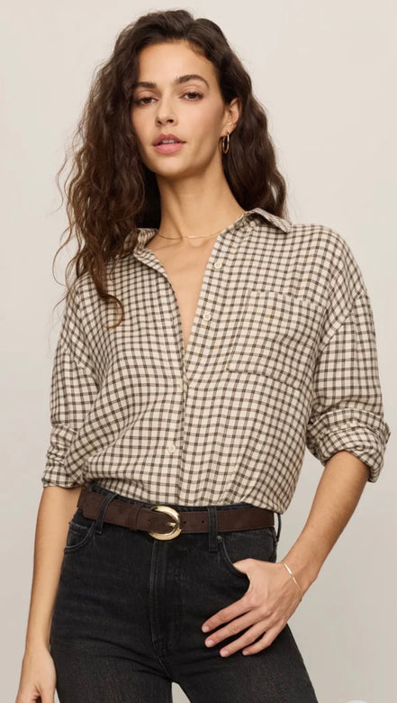 ZSUPPLY RIVER PLAID BUTTON UP-DARK CHOCOLATE