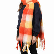 JC SUNNY FASHION Oversized Colorful Cozy Long Fringe Fuzzy Scarf