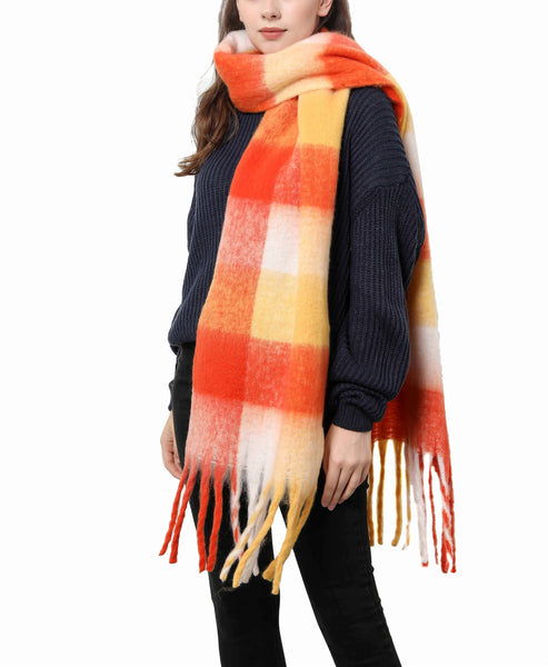 JC SUNNY FASHION Oversized Colorful Cozy Long Fringe Fuzzy Scarf