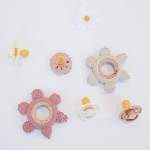 Baby Bliss Fruit Teether Ring - Dusty Rose