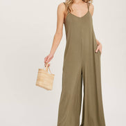 BLUIVY CRISS-CROSS BACK WIDE LEG JUMPSUIT