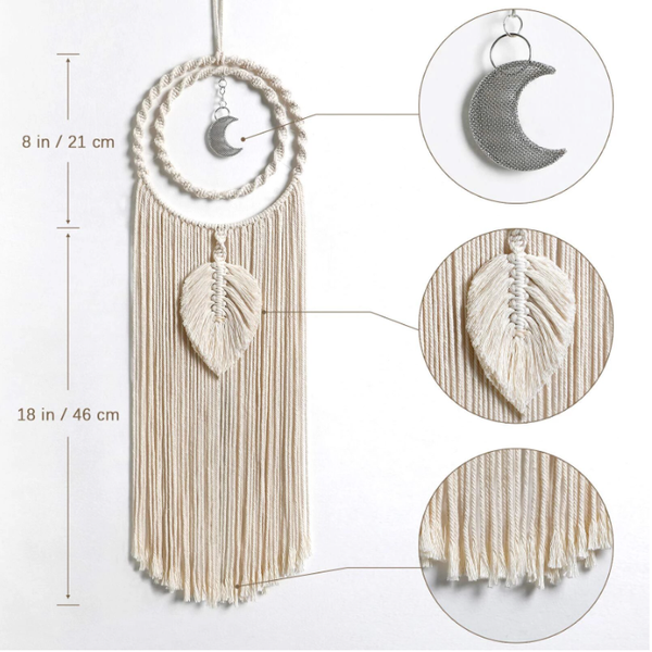 Crystolver Bohemian Macrame Moon Sun Dreamcatcher