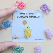 UNLIFTED INK Mini Birthday Card with Glow-in-the-Dark Turtle Cute balloon