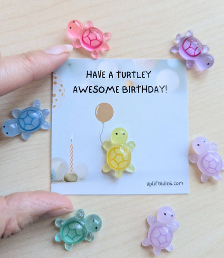 UNLIFTED INK Mini Birthday Card with Glow-in-the-Dark Turtle Cute balloon