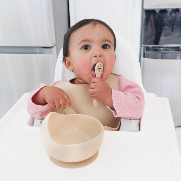 Baby bliss Infant Training Spoons for Self Feeding - Almond