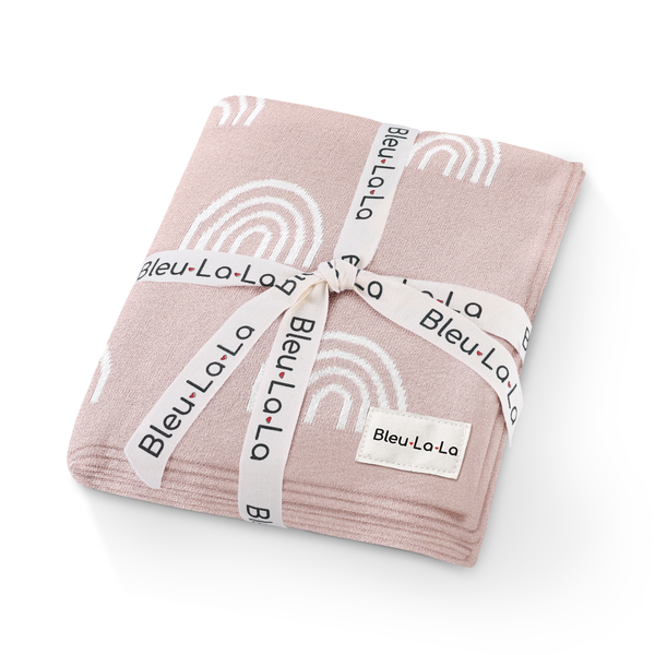 Bleu La La 100% Luxury Cotton Swaddle Receiving Baby Blanket - Rainbow
