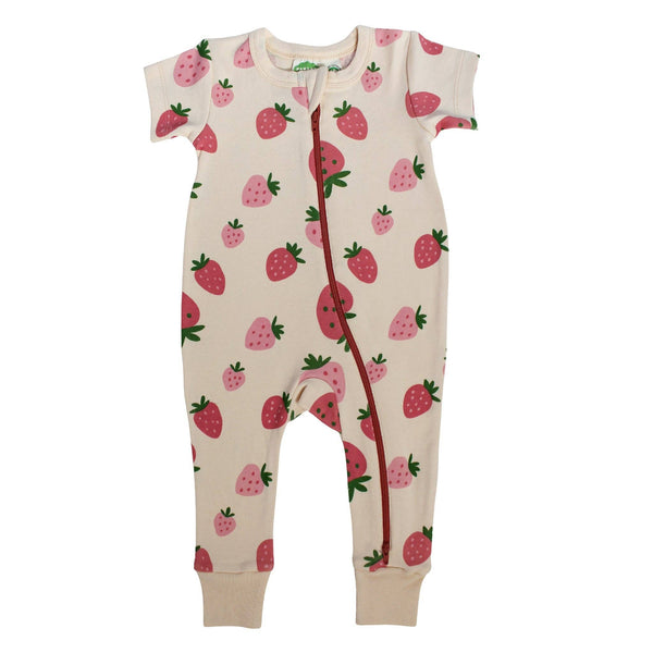 BABY Organic Signature Print '2-Way' Zip Romper - Short Sleeve