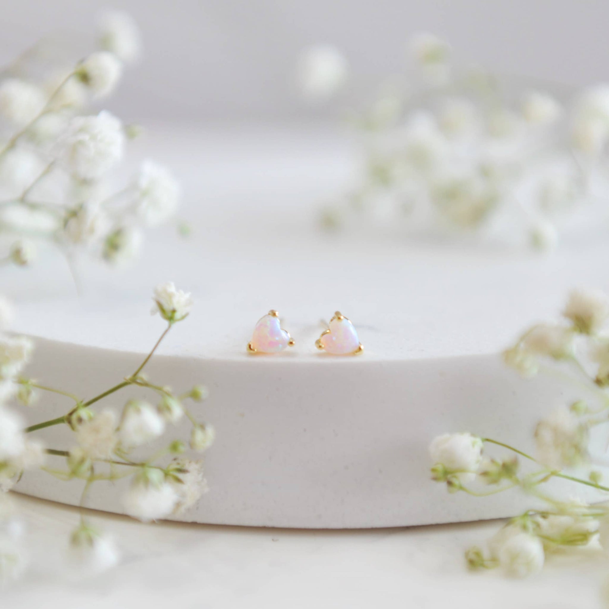 OH SO LOVELY Genevieve Opal Heart Studs