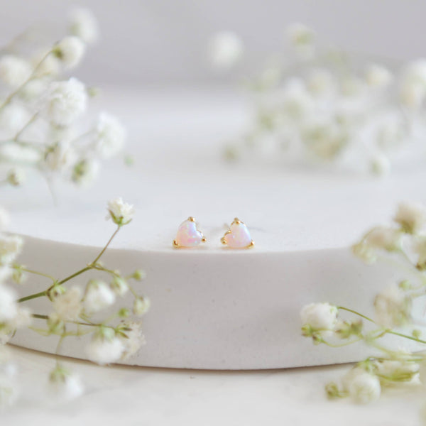 OH SO LOVELY Genevieve Opal Heart Studs