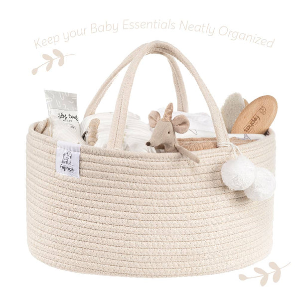 FEPHAS Rope Diaper Caddy/ Beige