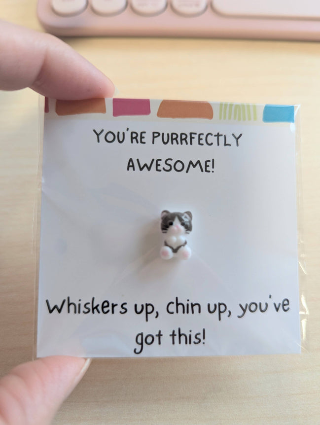 UPLIFTED INK You've Got This Card with Cat Figurine & Custom Message