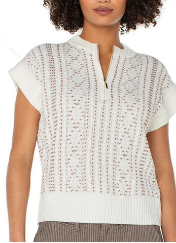 LIVERPOOL CAP SLEEVE DOLMAN 1/2 ZIP SWEATER