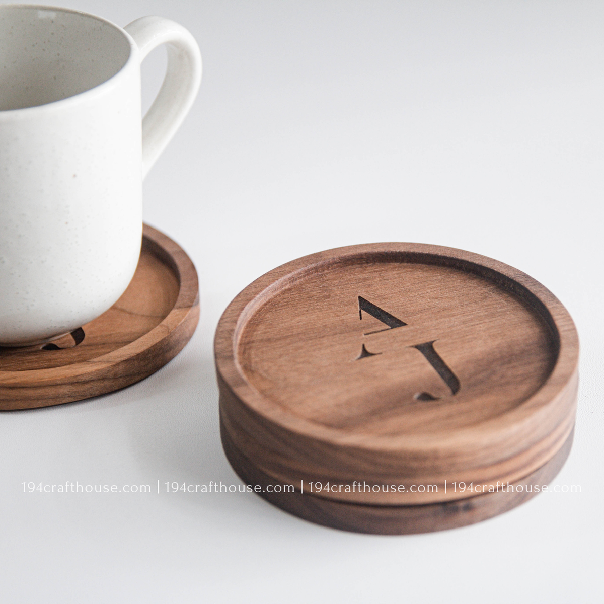 Custom ELORA Engraved Round Wood Coaster - Home Decor & Gifts-2PC