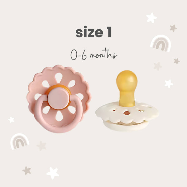 Baby bliss Natural Latex Pacifiers - Size 1 (0-6M) Blush & Cream