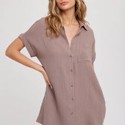 BLUIVY BUTTON UP SHIRT DRESS WITH POCKET