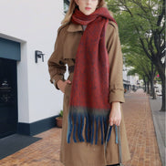 JC021030 Long Fringe Cozy Fuzzy Two-Tone Ombre Scarf