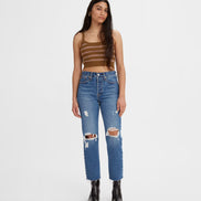 LEVIS DISTRESSED WEDGIE HIGH RISE STRAIGHT