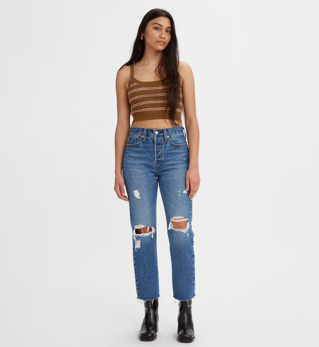 LEVIS DISTRESSED WEDGIE HIGH RISE STRAIGHT