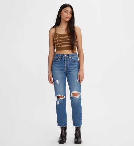 LEVIS DISTRESSED WEDGIE HIGH RISE STRAIGHT