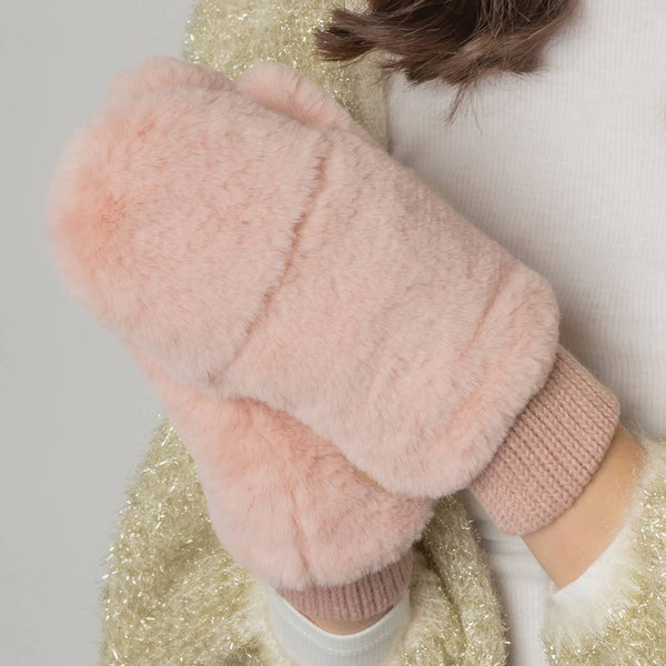 FASHION CITY Solid Faux Fur Mittens