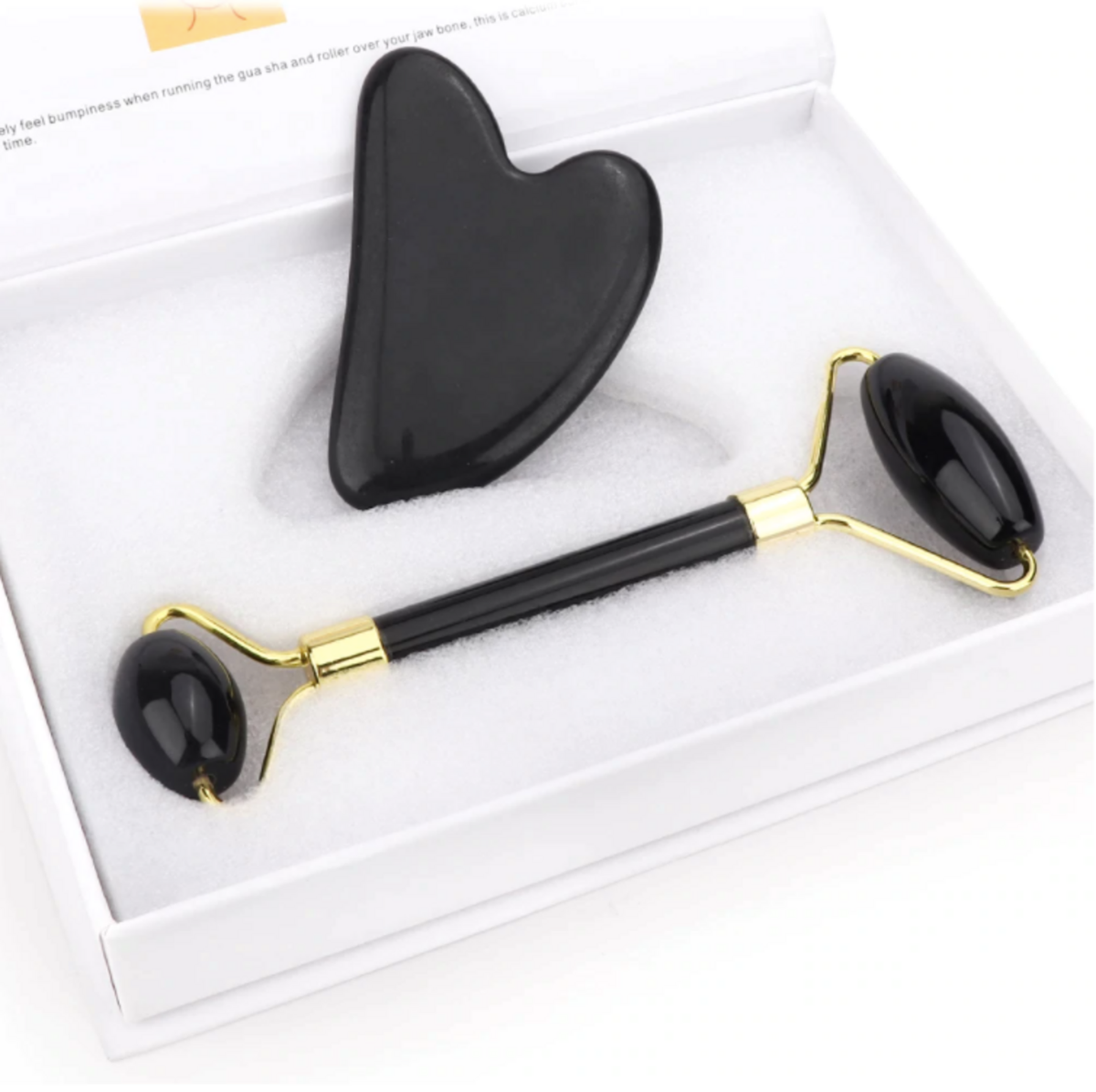 Crystolver Black Jade Roller & Gua Sha Set