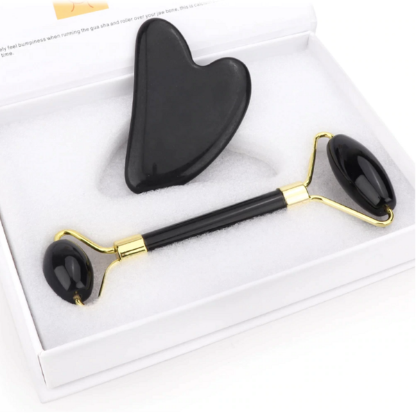 Crystolver Black Jade Roller & Gua Sha Set