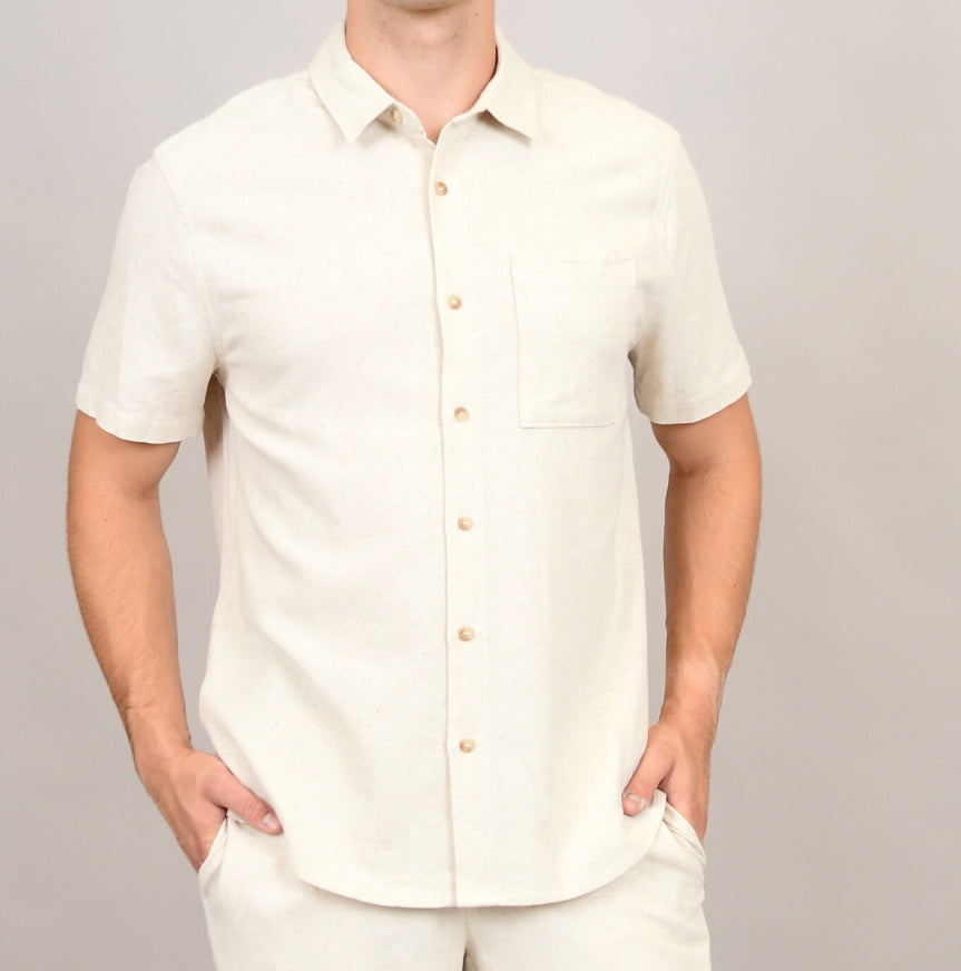 HEDGE MEN'S LINEN CLASSIC SS SHIRT