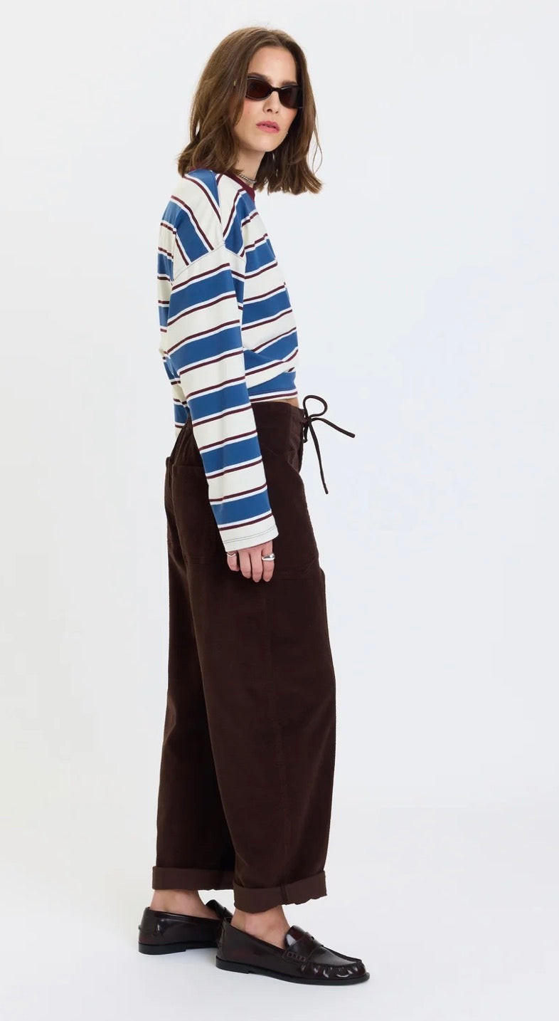 DAZE VILLA DRAWSTRING BARREL CORDS-CHOCOLATE