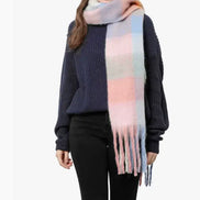 JC SUNNY FASHION Oversized Colorful Cozy Long Fringe Fuzzy Scarf