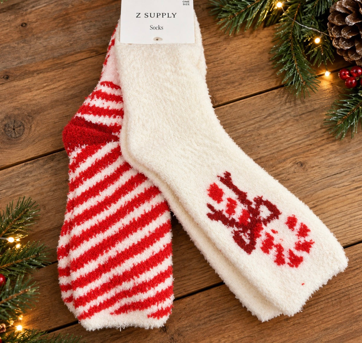 ZSUPPLY CANDY CANE SOCKS - 2 PACK