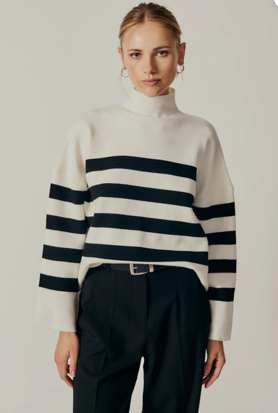 DELUC CLIVIA STRIPED TURTLENECK SWEATER