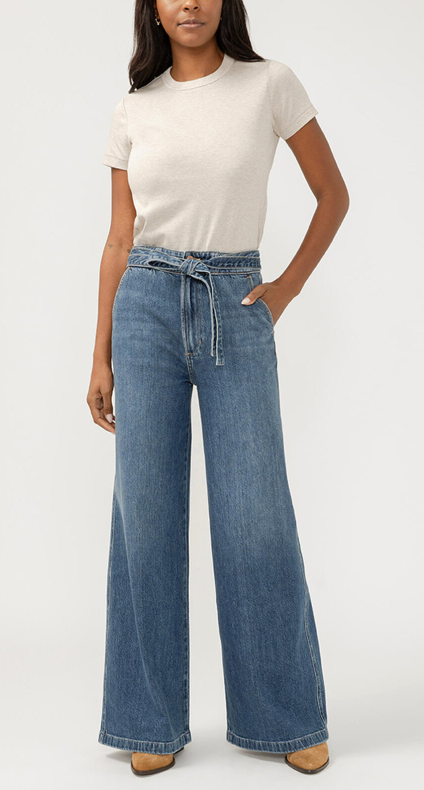 SILVER HIGHLY DESIRABLE BELTED ULTRA WIDE LEG