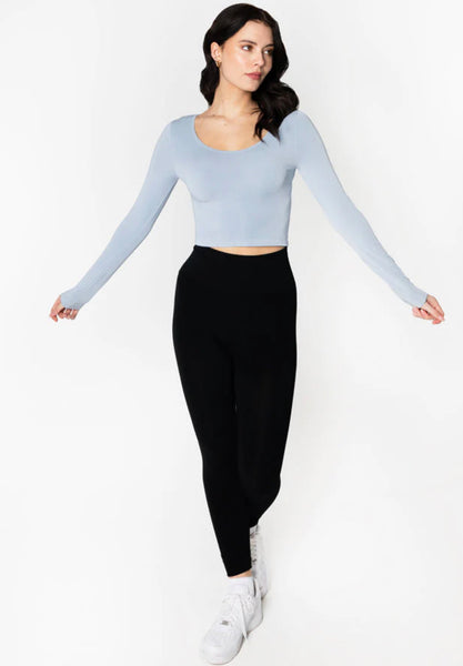 C'EST MOI BAMBOO L/S CROP SCOOP NECK TOP