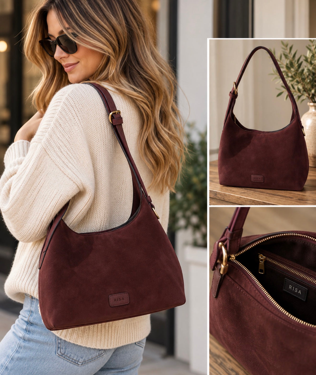 RISA CLAUDE SUEDE HANDBAG