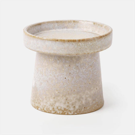 TRUU Reactive Glaze Pillar Candle Holder , 4"D x 3.5"H, bubble
