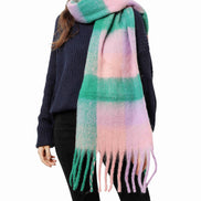 JC SUNNY FASHION Oversized Colorful Cozy Long Fringe Fuzzy Scarf