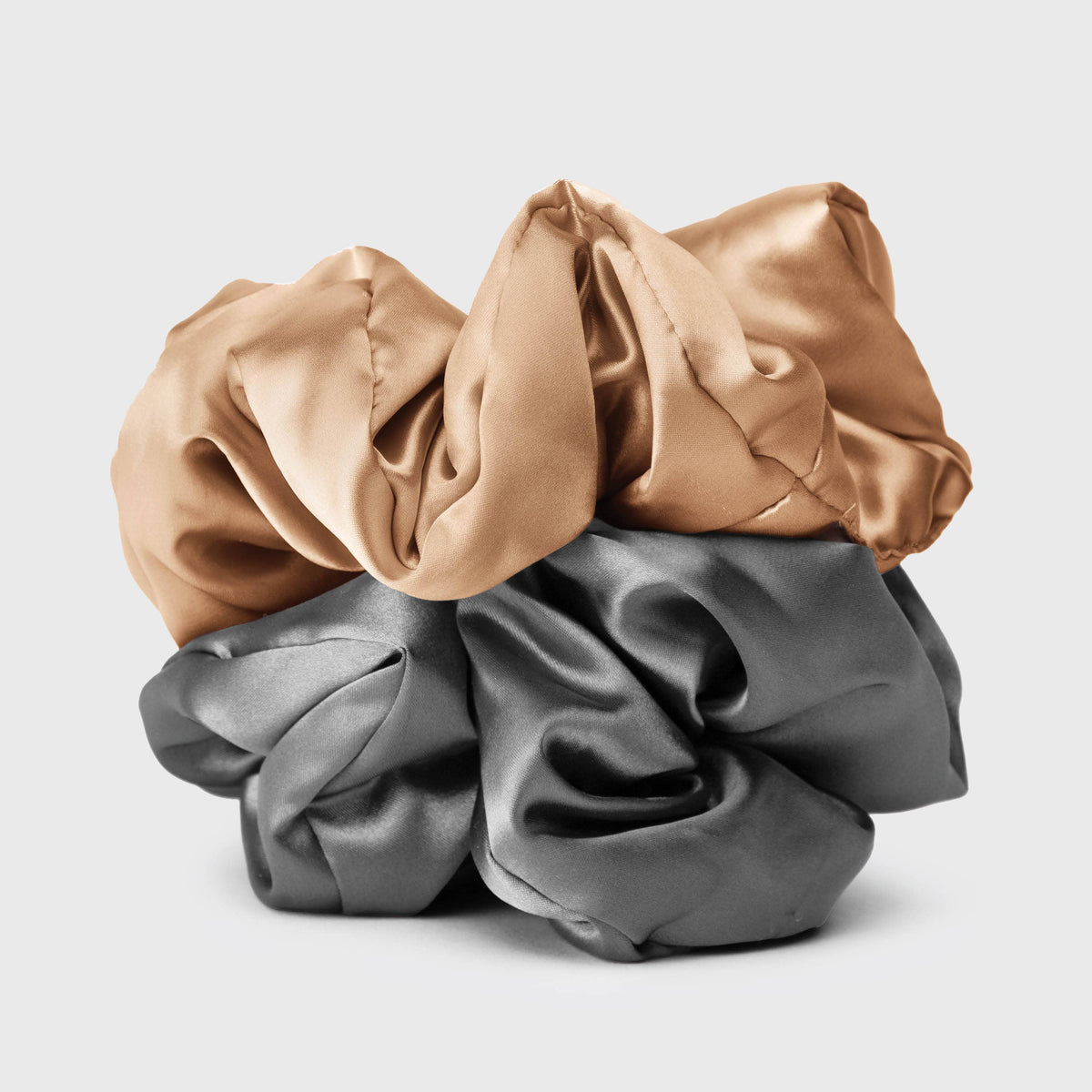 KITSCH Satin Sleep Pillow Scrunchies - Charcoal/Gold