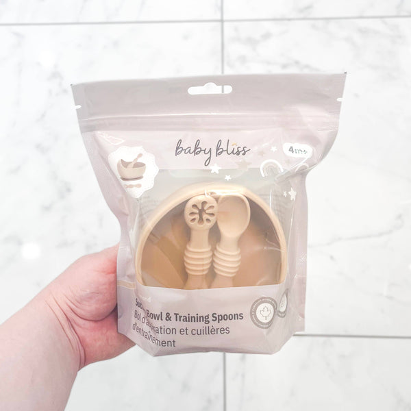 Baby bliss Suction Bowl & Training Spoons - Almond