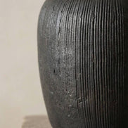 Terracotta Vase, Ribbed Charcoal Finish - Mirella