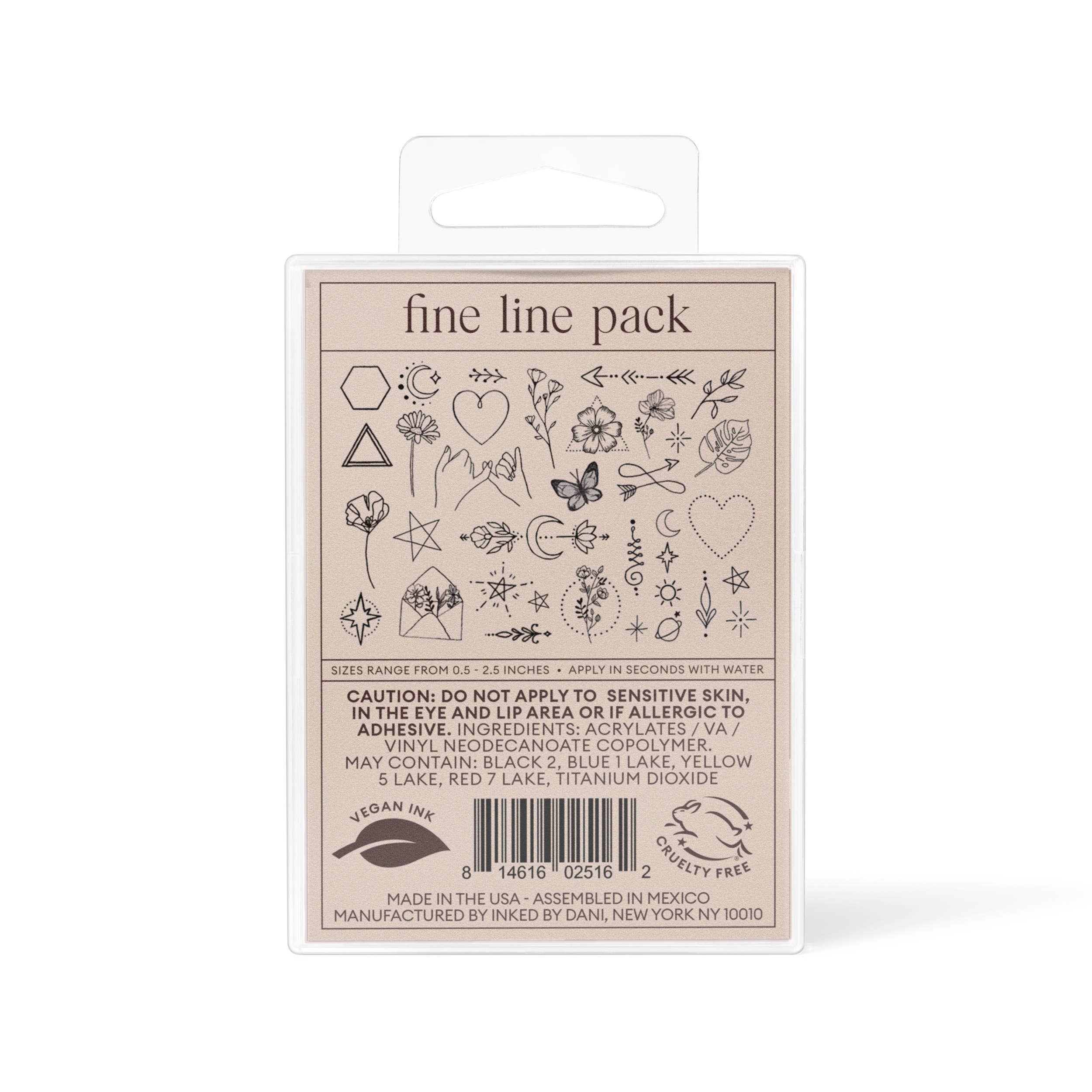 INKED BY DANI Fine Line Temporary Tattoo Pack