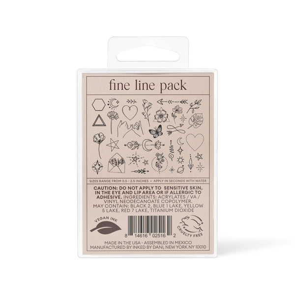 INKED BY DANI Fine Line Temporary Tattoo Pack